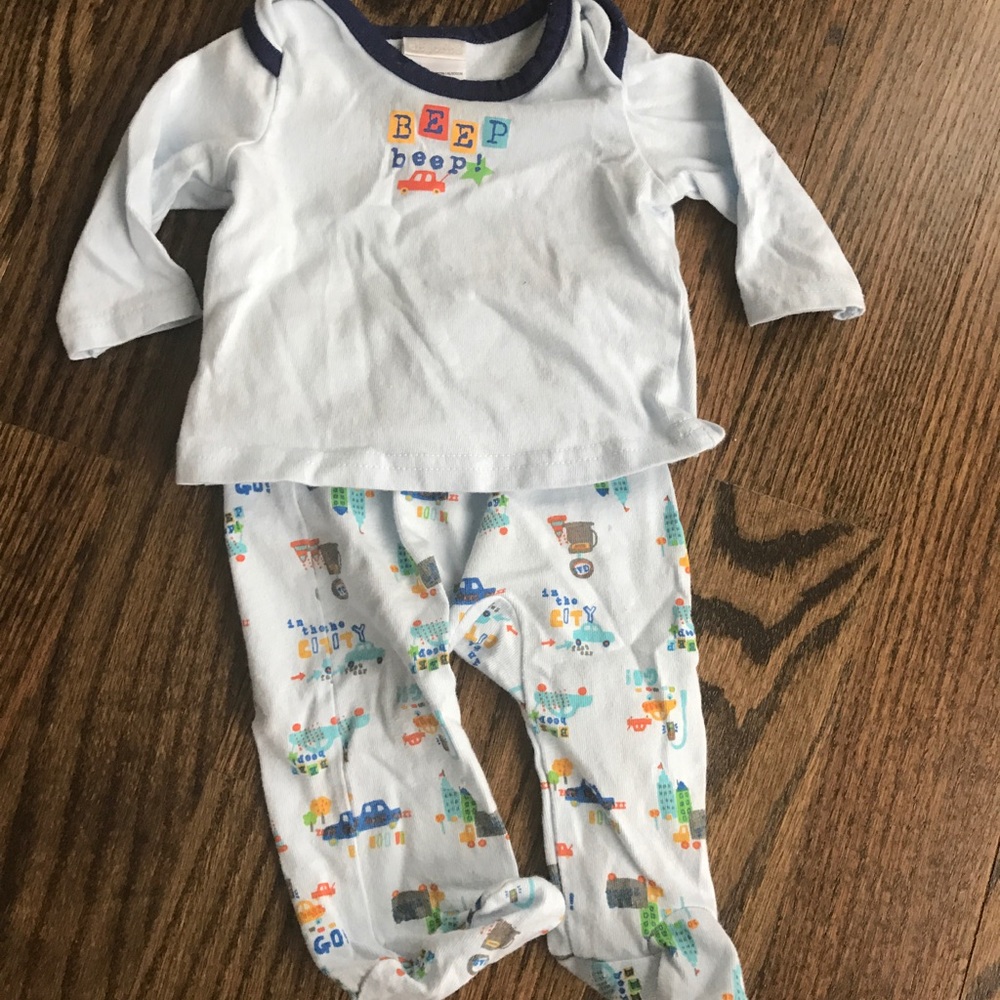 0-3 Month Baby Boy Car Pajamas - New Condition